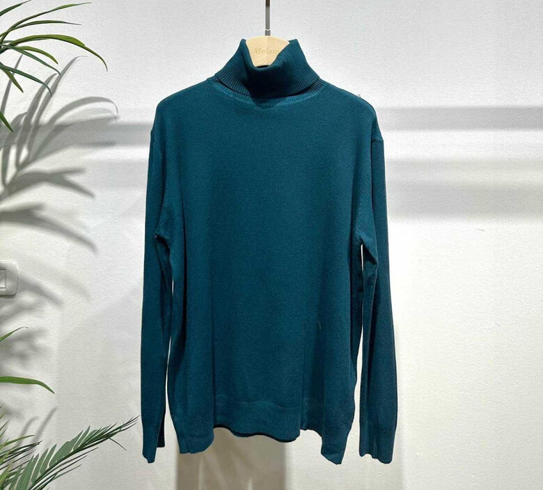 Džemperis - bītlene ar augsto apkakli un viskozi Zilganzaļš Universāls izmērs 